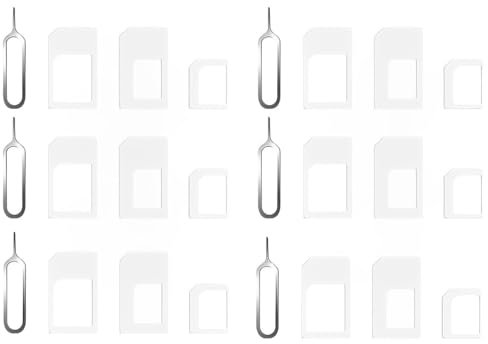 HSKRKOW 4 in1 SIM Nano Adaptateur de Carte, 6 Set Adaptateur Carte Sim Nano SIM Cartes Kit, Adaptateur SIM et Epingle D'ejection, pour Smartphones