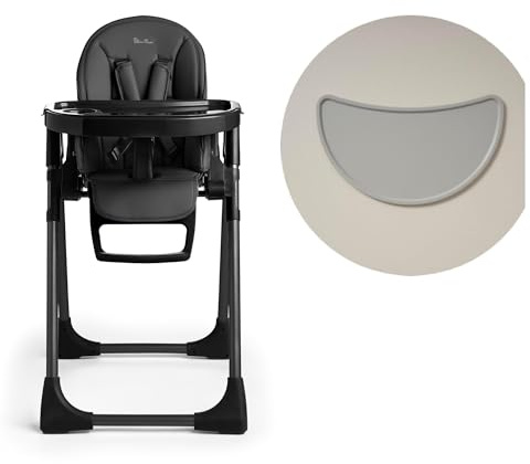 Silver Cross - Gourmet Highchair & Silicone Tray - Baby Chair - Portable Highchair - Newborns to 3 Years - Black