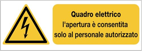 GLOBAL CARTELLO SEGNALETICO UNI - Quadro elettrico l'apertura è consentita solo al personale autorizzato - Segnale Adesivo, Pannello in Forex, Pannello In Alluminio (Pannello in Plastica, 60x25 cm)