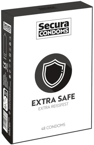 Secura Extra Safe 48er Kondome - 48 extra dicke Präservative für langanhaltenden und sicheren Sex, zur Verhütung ohne Hormone für Männer, dicke Wandstärke