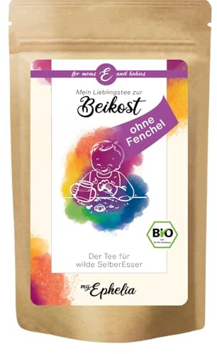 myEphelia Bio Babytee & Kindertee [Ohne Fenchel] zur Beikost, 55 Tassen | für Beikoststart ab 5 Monaten Bio-Kräutertee mit Melisse, Anis und Kümmel, ohne Fenchel, 50 g ergiebig