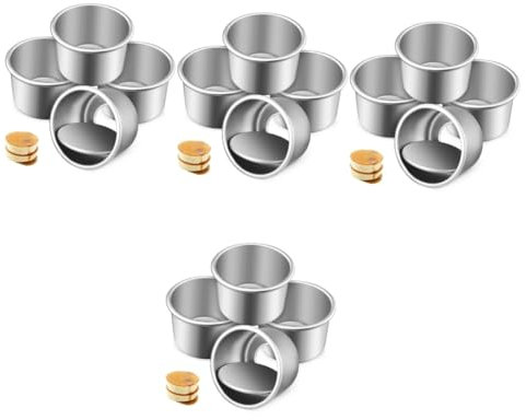 OKUMEYR 16piezas Moldes Redondos Para Pasteles Con Base Extraíble Fabricados Aleación De Aluminio Para Hornear Tartas y Pasteles Pequeños De Utensilios De Repostería