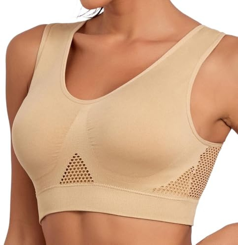 PrinStory Damen Sport BH Mesh-Design Nicht Gepolstert High Impact Bustier Halt Joggen BH