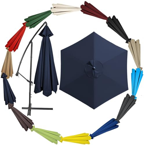 Ersatz-Sonnenschirmüberdachung für 200 cm/270 cm/300 cm + 6 Rippen/8 Rippen, Sonnenschirm-Tuch, Ersatz, UV50+, wasserdicht, waschbar, Ersatz-Gartenschirm-Überdachung (Marineblau, 300 cm, 6 Rippen)