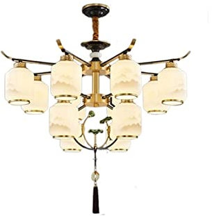 GONGKAI Lampe de Ventilateur Invisible de Salon de Style Chinois en Cristal Vintage Lampe de Ventilateur de Plafond de Restaurant intégrée à la Maison Lampe de Ventilateur de Salon de thé