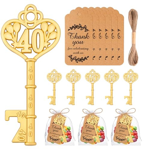 VZCBZC 50 abrebotellas de 40 llaves para regalos de fiesta de cumpleaños 50, regalos de recuerdo de aniversario de boda, regalos para invitados, decoraciones de fiesta (40)