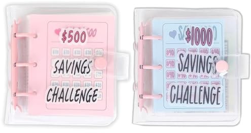 XIMUX $500 & $1000 Savings Challenge Binder Money Saving Envelope Challenge Mini Budget Binder with Cash Envelopes Reusable Budget Book with Cash Envelopes Envelope Savings Challenge
