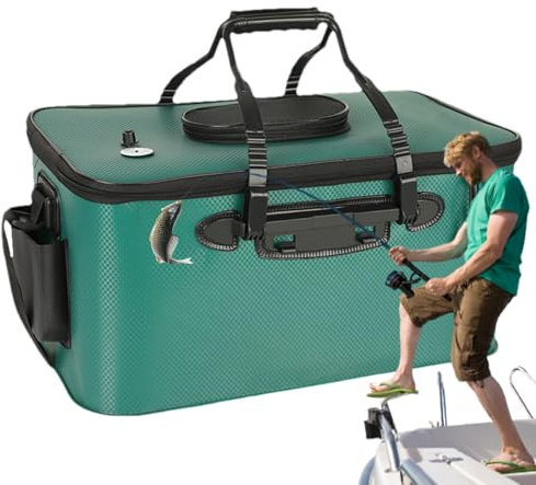 Cubo Portátil,Accesorios de con Recipiente para Peces | Estanco de Gran Capacidad con Correa y Bolso para Senderismo, Camping, Playa y Viajes al Aire Libre
