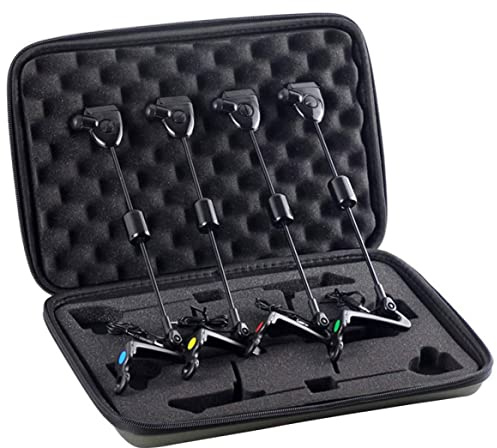 Jorzer Segnalatore di abboccata da Pesca, 4 Pezzi Indicatore di abboccata Universale LED 4 Colori Set di segnalatori di Portatili e riutilizzabili con Borsa portaoggetti con Cerniera