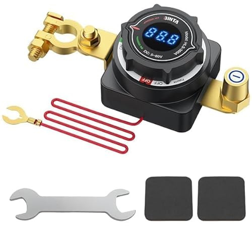 BINTA Digitaler Batterie Trennschalter mit Voltmeter 300A 5-80V DC | Haupttrennschalter, LED-Display Batteriehauptschalter für Auto, Wohnmobil, Boot, LKW