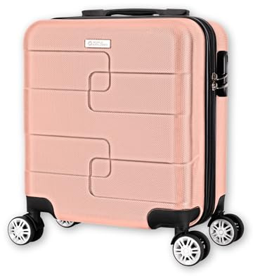 WORLD EXPLORER Cabin Suitcase ABS Hard Shell 360° Spinner Wheels & Com-bination Lock Lightweight 30L Underseat Cabin Luggage and Suitcase EasyJet Per-sonal Item Travel Bag (Rose Gold, 45x35x20 CM)