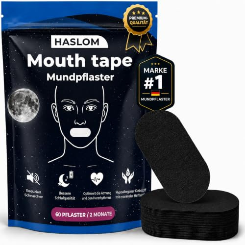 60 TIRAS BUCALES para Dormir negras - HASLOM - Mouth Tape for Sleeping