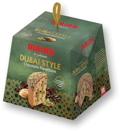 Panettone il Golosone Dubai Style Panettone Farcito e Decorato con Pistacchio, Gocce di Cioccolato e Pasta Kedayif per maina 750g