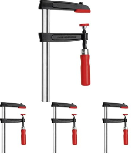 BESSEY Temperguss-Schraubzwinge TPN30S12BE, Spannweite 300 mm Ausladung 120 mm, Stabile Hohlprofilschiene mit Riffelung, Gewicht 1,58 Kg (Packung mit 4)