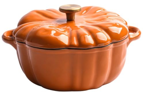 Forno olandese per zucca Pentola a forma di zucca smaltata antiaderente da 1, 5 l con coperchio e manico Pentole riscaldanti anche per stufato Zuppa Cucina Decorazioni di Halloween