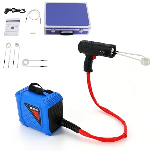 Riscaldatore a induzione senza fiamma, 1800 W, riscaldatore magnetico a induzione, con bobine riscaldanti, svitatore a induzione, 800 °C, riscaldamento a induzione per auto, con 4 bobine riscaldanti