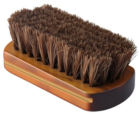 Driak 1Pcs Professional Wooden Handle Horsehair Bristles Hair Brush Leather Boot Shoes Polishing Brush Solid Wood Car Cleaning Brush