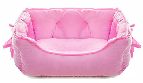 pawstrip Cute Princess Dog Bed Pink Puppy Bed for Small Dogs Breathable Cat Couch Bowknot Pet Cushion Comfortable Kitten Nest Girl Doggy Sofa, Waterproof Bottom (Pink)