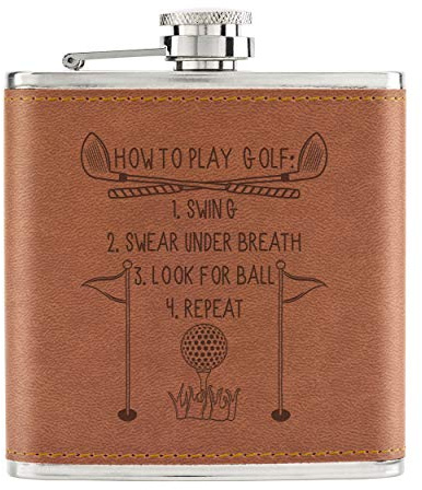 How To Play Golf 6oz Cuir PU Fiole de Hanche Brun