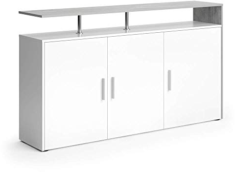 Vicco Kommode Amato, Regal mit Türen, Weiß/Beton, 160 x 91.6 cm