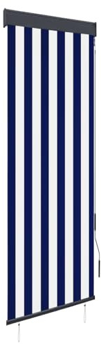 vidaXL Außenrollo Handkurbelmechanismus Balkonrollo Senkrechtmarkise Sichtschutz Beschattung Sonnenschutz Außen Rollo Balkon 60x250cm Blau Weiß
