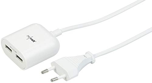 revolt USB Stromadapter: 2-Port-USB-Netzteil mit 150-cm-Kabel und Smart-Power-Technologie, 12 W (USB Charger, Steckdosen, iPhone Ladestation)