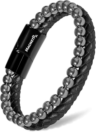 MagnetRX® Magnetiskt hematitarmband – MAX Strength Magnetiska stenar – Magnetiska pärlarmband för män och kvinnor, Medium