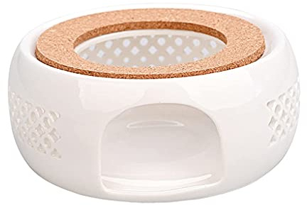 Tuoservo Ceramic Teapot Warmer, Tea Light Candle Tea Heater for Glass Teapot, Teapot Heating Base - Style 2