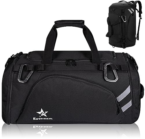 Estarer 55 l großer Turnbeutel für Herren, Sport-Rucksack mit wasserdichter Nasstasche, 2 Stück Karabiner für Frauen, wandelbare Schultertasche für Reisen, über Nacht, 50 L, Turnbeutel