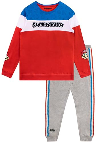 Super Mario Ensemble de Sweat-Shirt et de Jogging Jeux vidéo pour garçons Tenue 2 pièces pour Enfants Multicolore 5-6 Ans