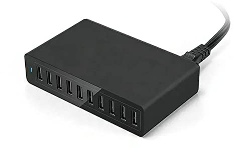 AIR2GO 10 Port USB Ladegerät – Bis zu 10 Geräte Gleichzeitig Laden, Kompatibel mit Smartphones, Tablets und Powerbanks