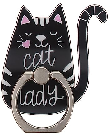 Cat Lady Black Cat Animal Cute Phone Ring Holder Grip Finger 360 Mount Stand Mobile Universal Loop for All Smartphones