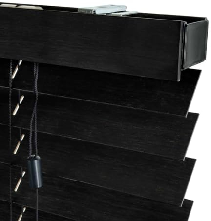 Bambus Jalousie 50mm - Schwarz - 70 cm x 175 cm - Fenster und Tür Jalousie - Bambus-Jalousie - Innenbereich Bohren