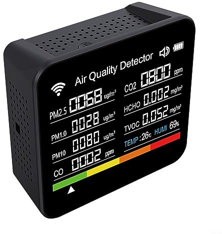 SPORTARC Detectors, 14-in-1 Indoor Air Quality Meter Detector WiFi Air Quality Monitor for TUYA App PM2.5 PM10, TVOC