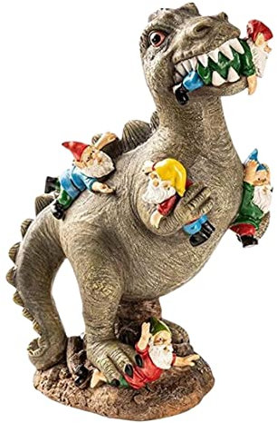 LYEAA Garden Gnome Statues Weatherproof Dinosaur Eating Gnomes Ornaments Creative Funny Cute Durable Christmas Party Decor