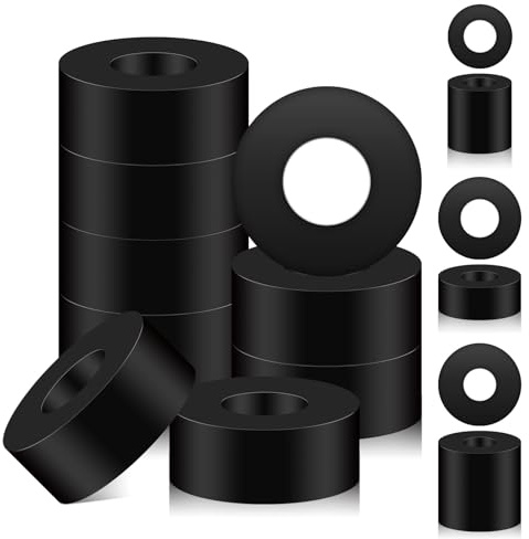 Swpeet 10Pcs schwarz 1„ OD x 3/8“ ID x 1/2“ Dicke Mehrzweck-Neopren Runde Gummi-Abstandhalter, Anti-Vibrations-Isolierung Pads dicken Gummi Isolator flache Scheibe Buchsen Unterlegscheiben für