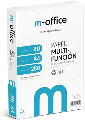 M-Office A4-Pack 80 Gr, 250 Ark Multifunktionspapper För Bläckstråle- Och Laserskrivare, 210 x 297 Mm, Perfekt För Kontoret Och Hemmet