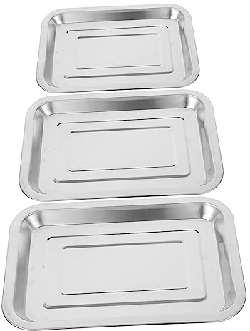 Alipis 3 Pezzi Pirofila Mini Padelle con Coperchio Tazza Vassoio da Portata Vassoio per Alimenti Teglia in Acciaio Inox Tostapane Forno in Acciaio da Cucina