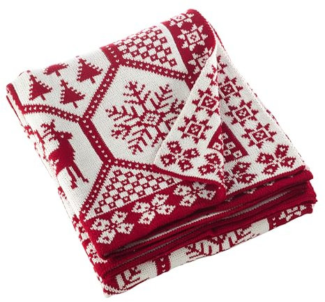 SARO LIFESTYLE Weihnachts-Strickdecke, 152,4 x 203,2 cm, Rot