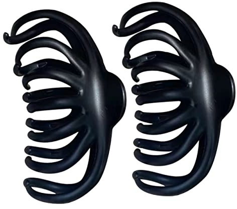 Französische Haarkralle Groß Retro Design, 2 Stück, Schwarz | Stabile Kunststoff und Kunstharz Ausführung, Fixiert Loses Haar, für Damen, Elegant, Schlicht