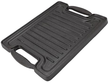 Plaque de Barbecue en Fonte Chauffante Uniforme, Planche à Griller Rectangulaire pour Viandes, Fruits de Mer, Légumes à Frire, sautés.