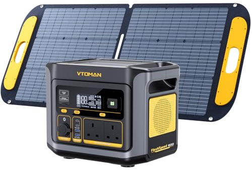VTOMAN FlashSpeed 600 Portable Power Station with 110W Solar Panel - 499Wh/600W(1200W Peak) Solar Generator with LiFePO4 Battery, 100W USB-C, 60 Min Fast Charging 0-80% for Camping, Fishing, RVs