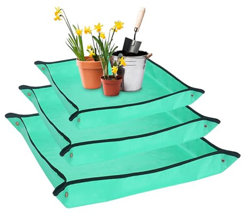 3Pcs Plant Repotting Mat Set 3 Sizes Plant Potting Mat for Indoor Plants, Portable Folding Plant Mat(Green)