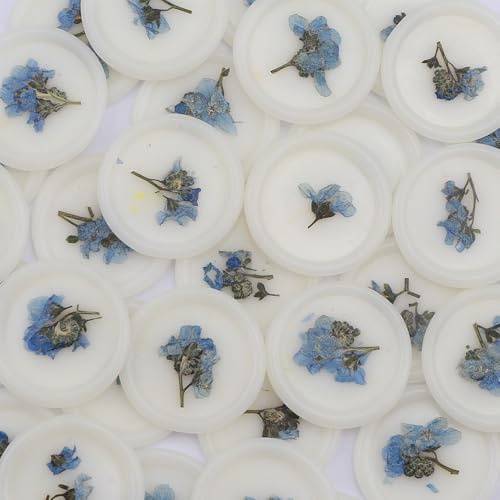 Aiviman Selbstklebende Wachssiegel-Aufkleber, trockene Blumen, Vergissmeinnicht, Blumen-Aufkleber, perfekt für Geschenkverpackungen, Hochzeitseinladungen, Brautpartys, Geburtstage, 20 Stück (blau)