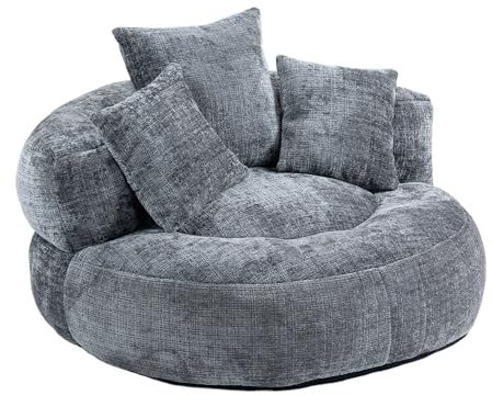 YESGIGA Lazy Sofa Durable Confort Lounger Respaldo Alto Puf Silla Sofá con Tres Cojines para Adultos y Niños (Gris)