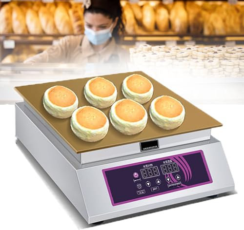 RoyceBee MáQuina EléCtrica para Hacer Soufflé, MáQuina para Hacer Panqueques Dorayaki Baker, Acero Inoxidable con Placa de Cobre Puro, Plancha EléCtrica Comercial de 60 A 240 ℃,Single Head