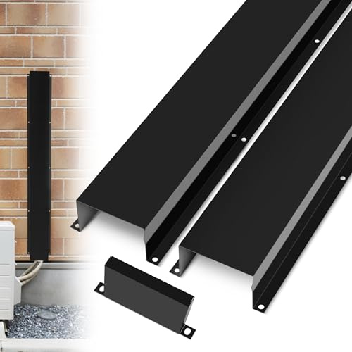 4 W x 6.5Ft Black Metal Line Set Cover Kit for Mini Split AC Heat Pump | Metal alloy anti-corrosion coating; UV-resistant & weatherproof;durable, shields lines, extends AC life.