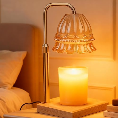 Time Forest Christmas Candle Warmer Lamp with Timer Dimmer Vintage Candle Warmer Height Adjustable with 2 Bulbs for Jar Candles Home Decor Gifts for Women