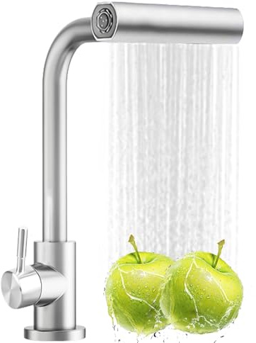 Rubinetto a cascata da cucina estraibile, rubinetto da cucina, rubinetto da cucina estraibile con 4 tipi di getto, girevole a 360°, miscelatore ad alta pressione con miscelatore monocomando, in