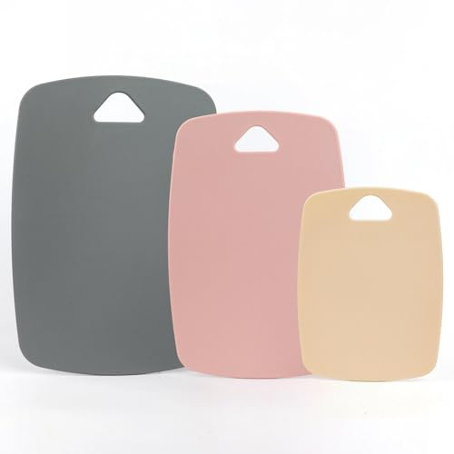Schneidebrett Kunststoff 3er Set, Anti-Rutsch, Schneidebretter für Küchen mit Griff, Multi Color Schneidebrett Set, 3 Größen für hygienische Trennung – Spülmaschinenfeste Küchenbretter